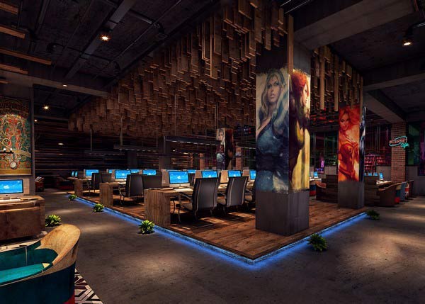 自然風格網咖裝修設計效果圖