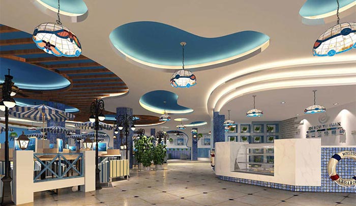 地中海風格網咖走廊裝修設計案例效果圖