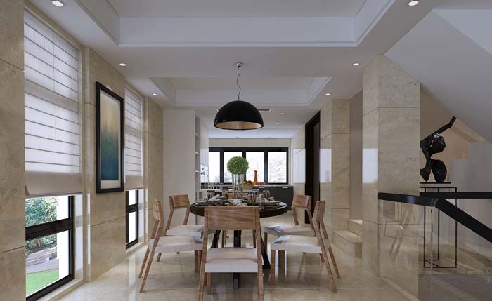現代簡約風格別墅餐廳裝修設計案例效果圖