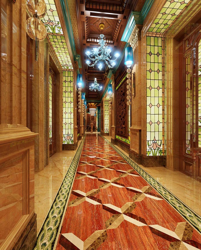 水上皇宮ktv走廊前臺裝修設計案例效果圖