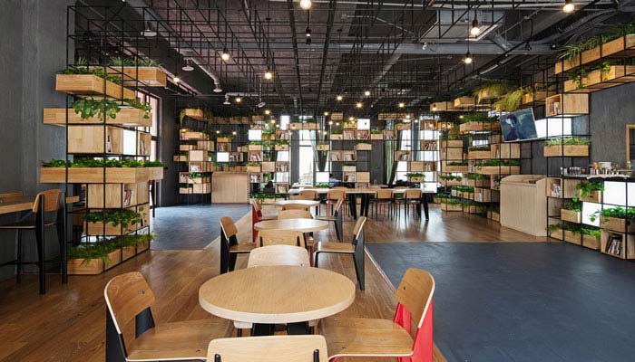 原生態咖啡店家具擺放裝修設計效果圖