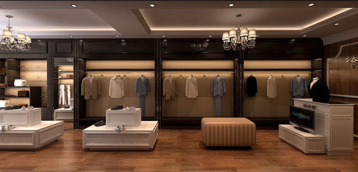 男裝專賣店擺放區域裝修設計案例效果圖