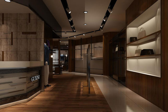 男西裝專賣店過道區域裝修設計案例效果圖