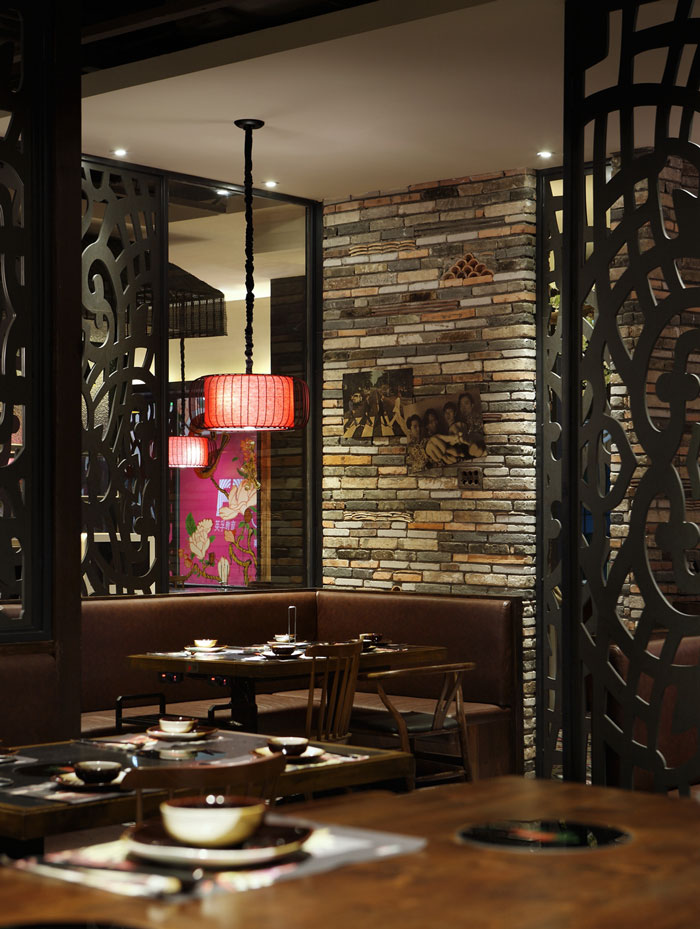 沉穩、古樸、自然、寧靜的火鍋店休息區域方案設計效果圖