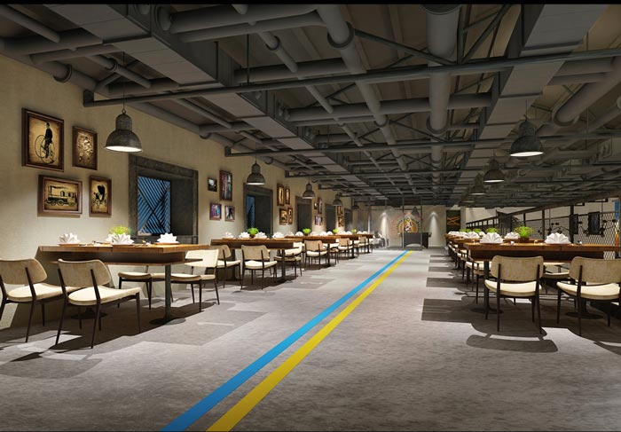 工業主題餐廳大廳裝修設計效果圖