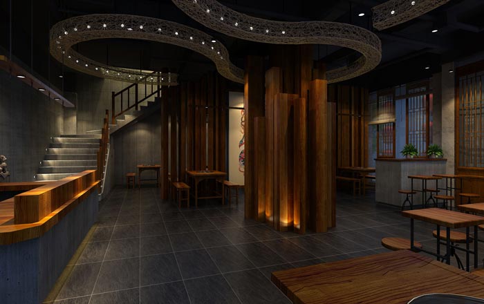 返璞歸真、回歸自然的健康飲食餐廳前臺設計案例效果圖