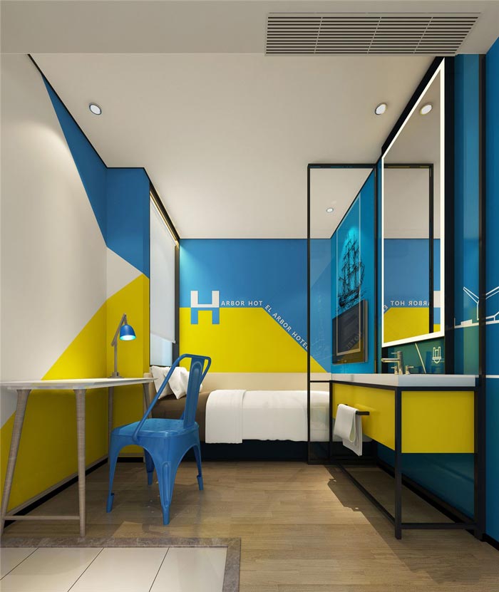 港灣主題酒店單間裝修設計案例效果圖