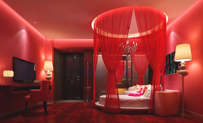 情人酒店標間裝修設計案例效果圖