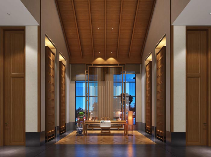 度假酒店國畫區裝修設計案例效果圖