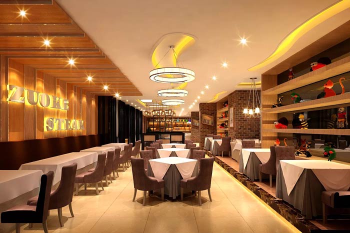 牛排西餐廳餐區(qū)裝修設(shè)計效果圖