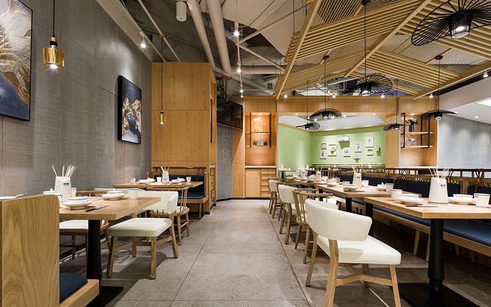 串串香小吃店左側(cè)餐區(qū)裝修設(shè)計效果圖