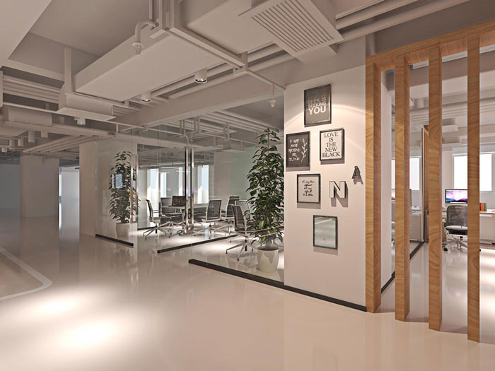 網絡科技公司辦公室過道裝修設計效果圖
