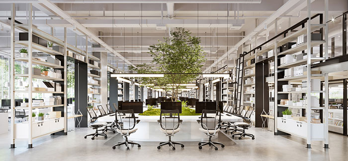 家居公司辦公室辦公區裝修設計效果圖