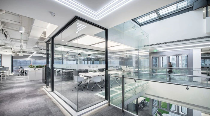 金融科技辦公樓二樓辦公區裝修設計效果圖