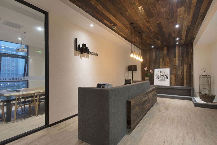 新中式辦公室前臺裝修設計效果圖