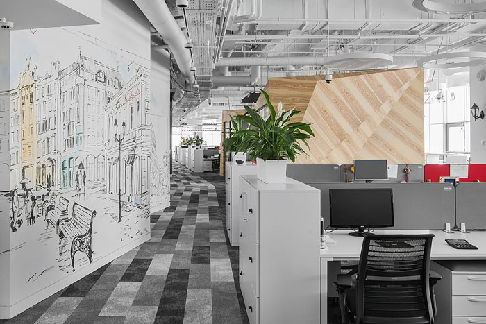 通信公司辦公室辦公區裝修設計效果圖