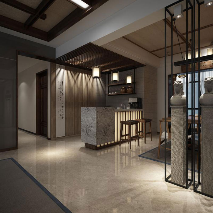 杭州蕭山辦公室前臺裝修設計效果圖