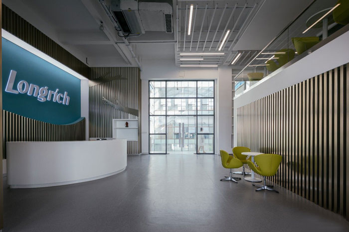 生物公司辦公室前臺裝修設(shè)計(jì)效果圖