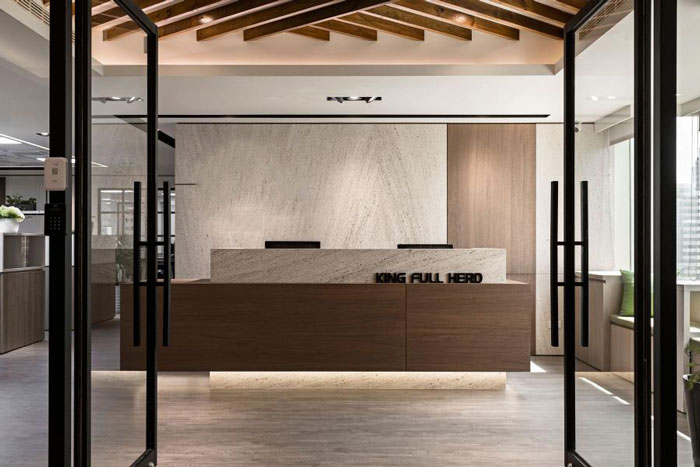 杭州富陽(yáng)辦公樓前臺(tái)裝修設(shè)計(jì)效果圖