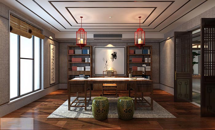 中式老總辦公室設(shè)計(jì)裝修效果圖