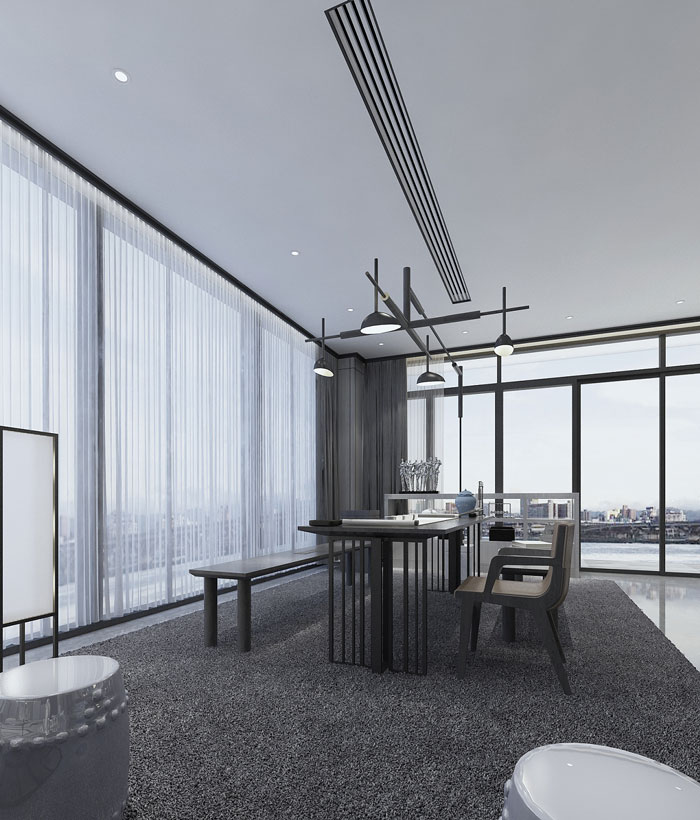 禪意辦公室辦公區裝修設計效果圖