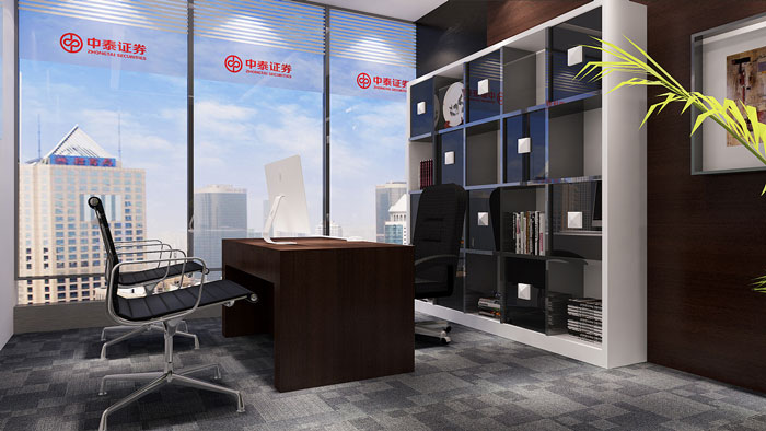 新中式證券公司經理辦公室裝修效果圖
