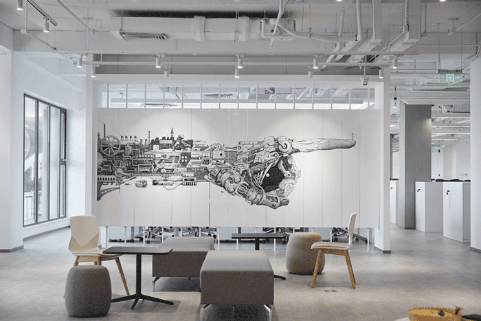 科技辦公樓隔斷墻裝修設計效果圖