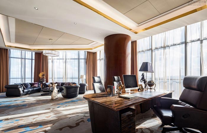 金融控股公司董事長(zhǎng)辦公室裝修設(shè)計(jì)效果圖