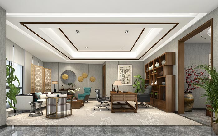 集團公司總經(jīng)理辦公室裝修設計效果圖