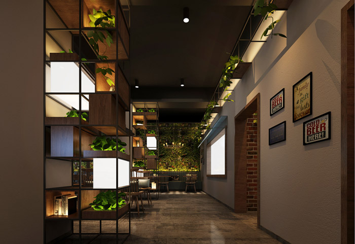 烤肉餐廳過道裝修設計效果圖