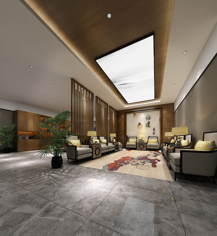 新中式辦公室接待區裝飾效果圖