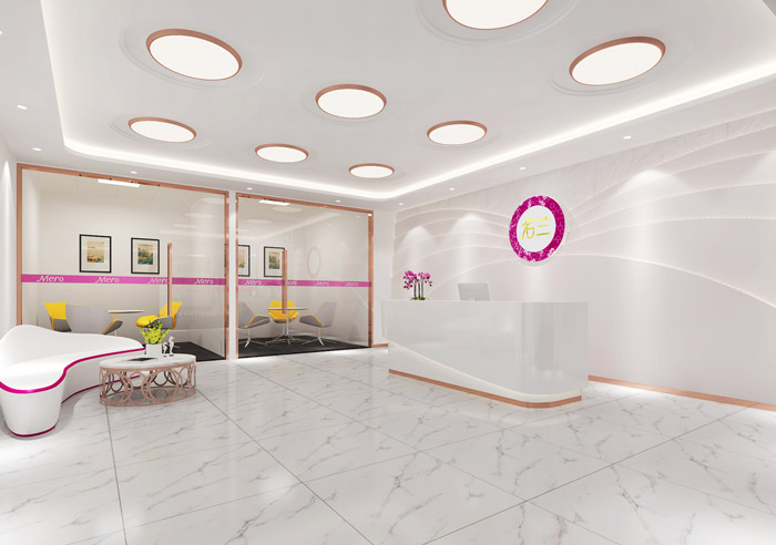 化妝品辦公室前臺接待裝修設(shè)計效果圖