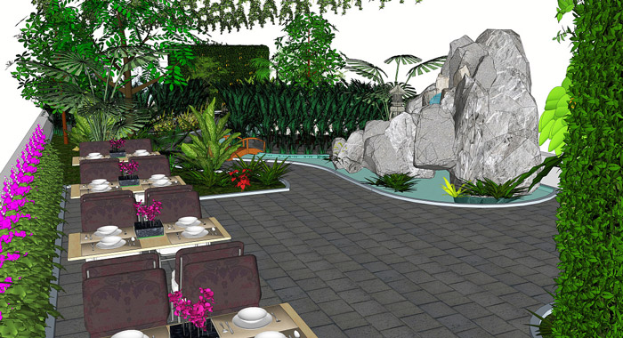 生態餐廳餐區效果圖