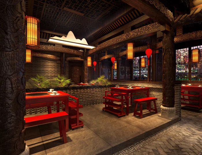 火鍋店餐區裝修效果圖