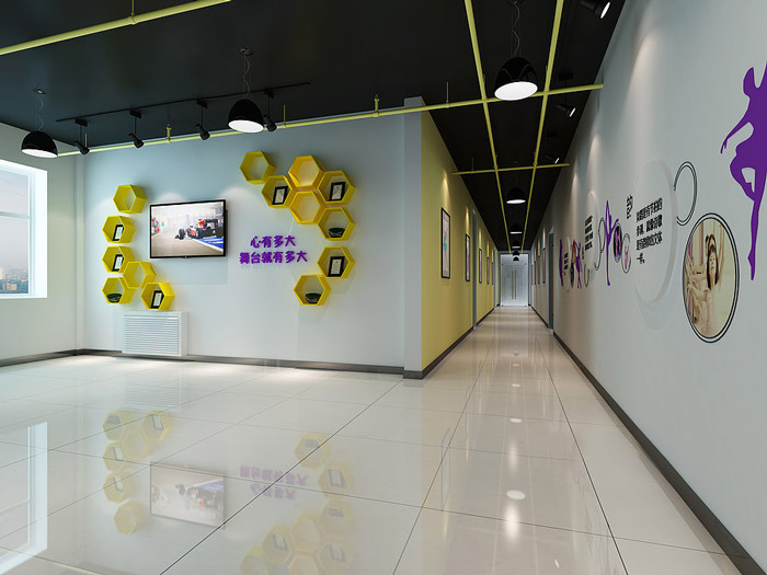 舞蹈培訓(xùn)機構(gòu)過道裝修設(shè)計效果圖