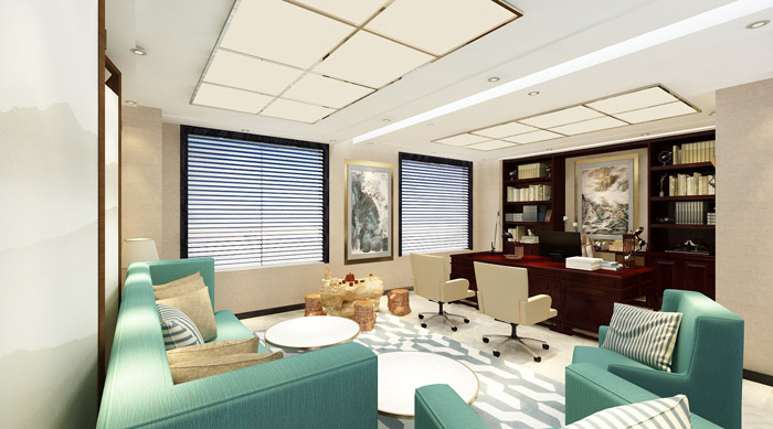 現代中式風格總經理辦公室裝修效果圖