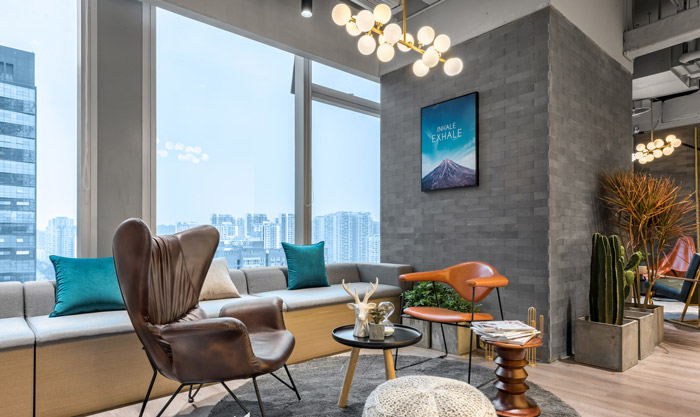 干凈清爽辦公室休息區裝修設計效果圖