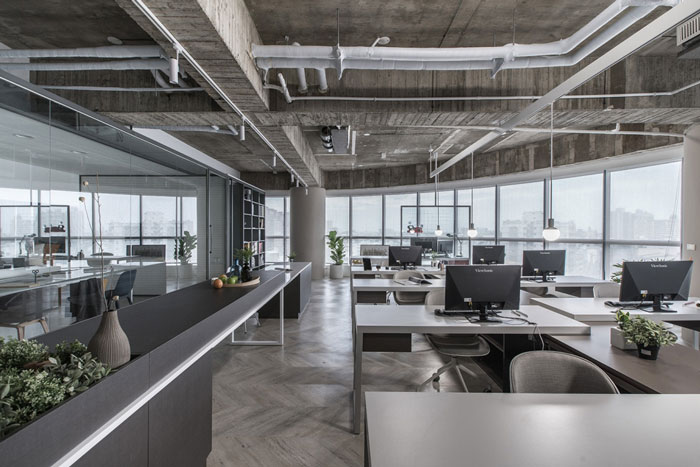 灰色系辦公室辦公區裝修設計效果圖