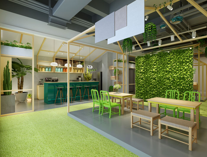 杭州集團公司辦公室休息區裝修設計效果圖